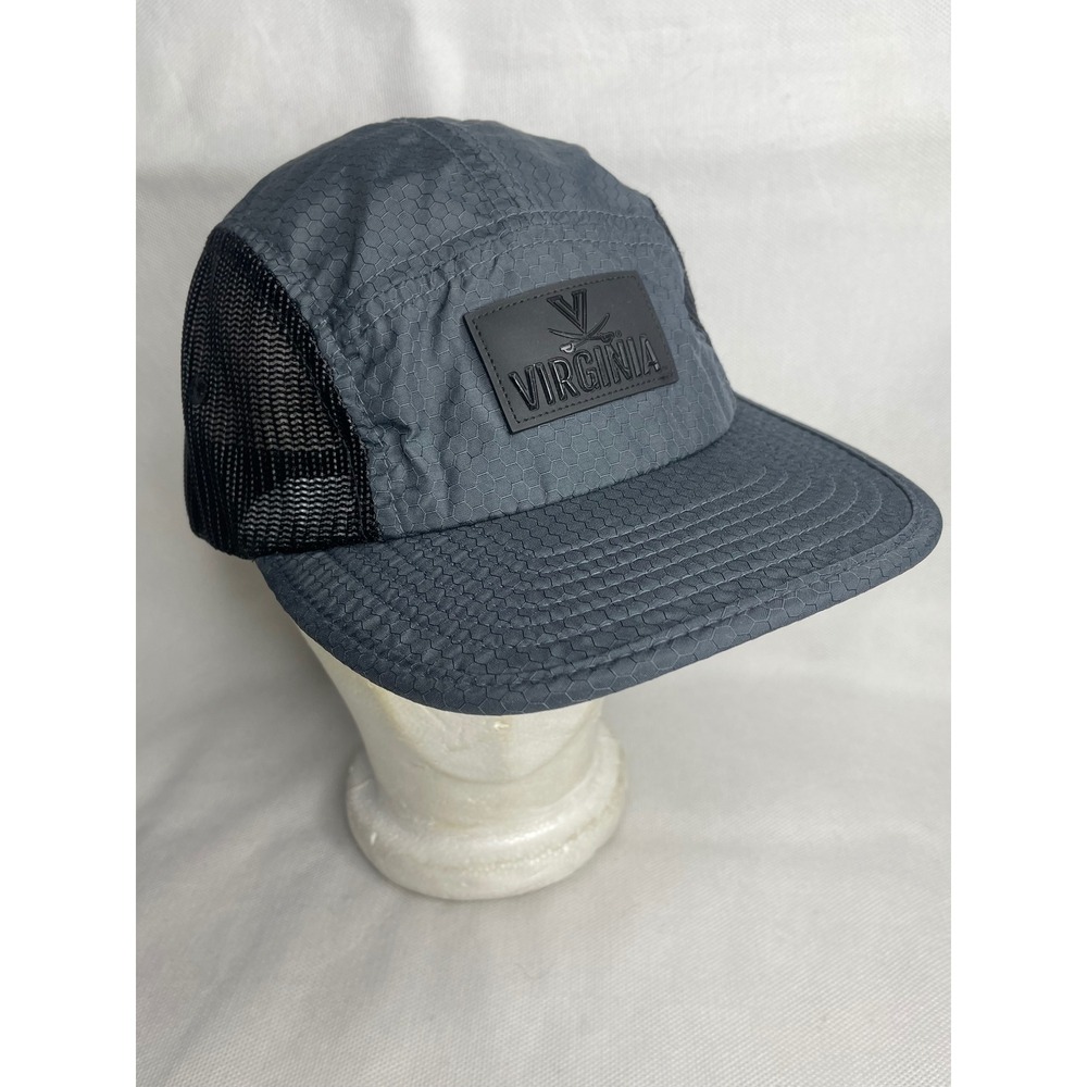 University of Virginia UVA 5 Panel Mesh Running Cap Adjustable OSFM Black Hat